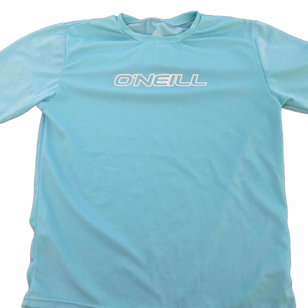 O'Neill Light Blue Performance Short Sleeve RASHGUARD WOMENS KIDS Shirt Size 14